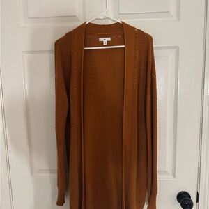 Women's Brown/Orange  Open-Front Sweater